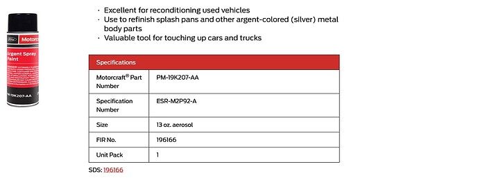 Motorcraft Argent Aerosol Paint
