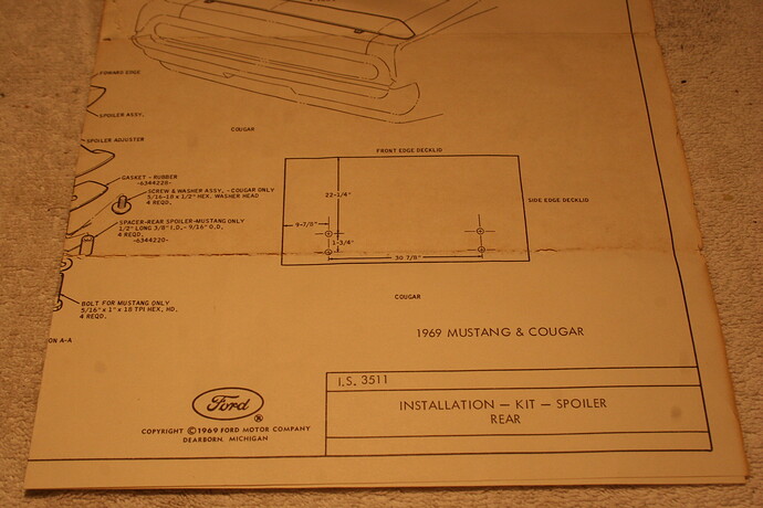 '69 Boss 302 Mustang Rear Spoiler Installation Instructions #2
