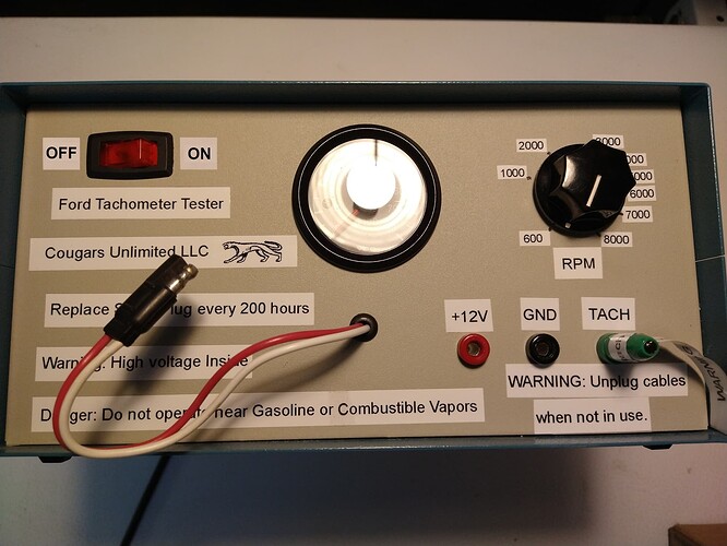 TT-100A Tach Tester - front panel V2