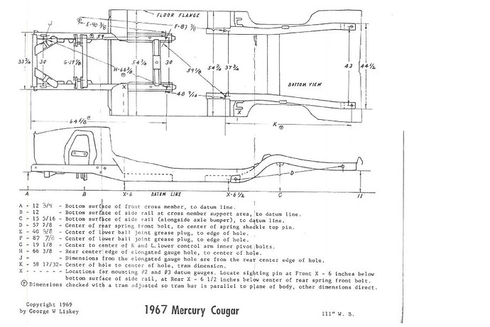 1967 Cougar underbody dimensions b