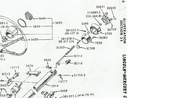 1967 Cougar tilt mechanism partial image