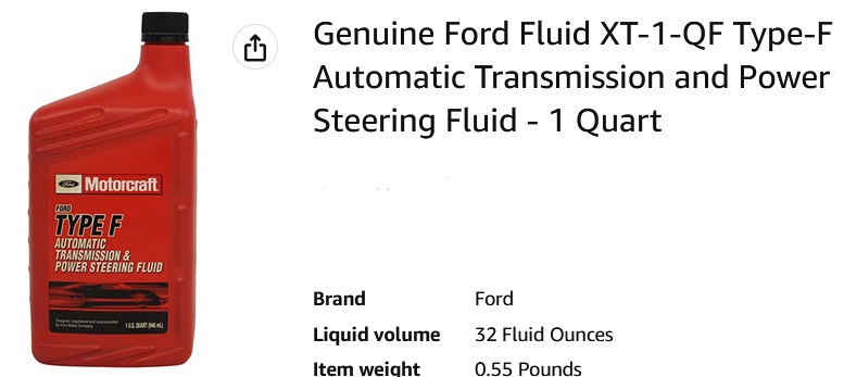  Ford Genuine Fluid XT-1-QF Type-F Automatic Transmission and  Power Steering Fluid - 1 Quart : Automotive